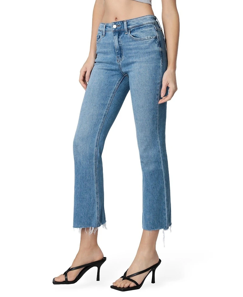 Flying Monkey Women's High Rise Distressed Hem Kick Flare Jeans