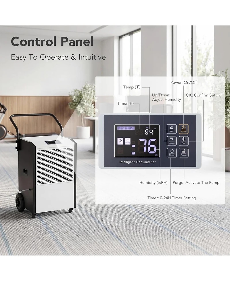 Tribesigns 240 Pints Commercial Dehumidifier with Pump and Drain Hose, Heavy Duty Commercial Dehumidifier for Up to 8000 Sq. Ft Large Spaces