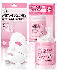 Lovery Korean Beauty and Skincare Glass Skin Renewal Set with Collagen Hydrogel Masks and Multipurpose Toner Pads