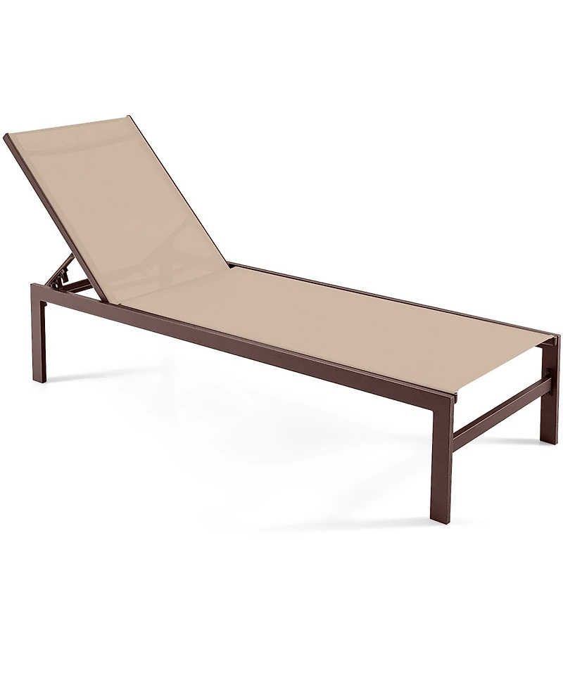 Gymax Set of 2 Aluminum Patio Chaise Lounge Outdoor Adjustable Lounge Chair W/ 6-Position Backrest