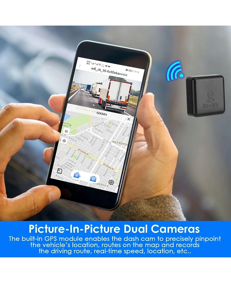 Neewer 1080P Dual Lens Dash Cam Vehicle Driving Recorder Car Dvr with WiFi Gps G-Sensor App Control Motion Detection Parking Monitor Night Vision