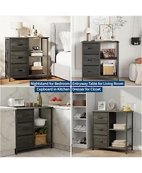 homfan 3-Drawer File Cabinet with Printer Stand - Under Desk Organizer with 2 Open Storage Shelves