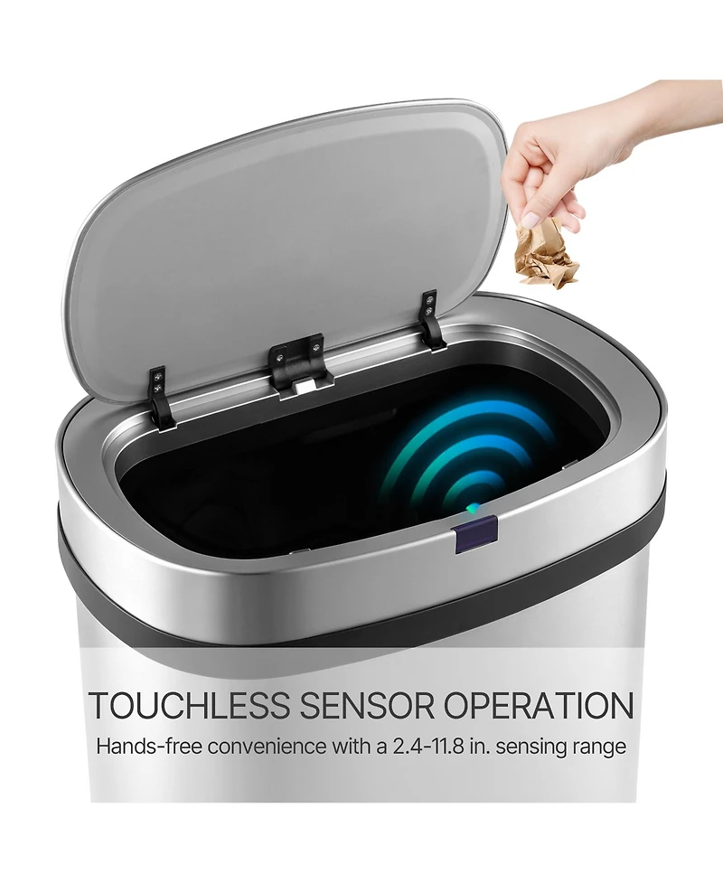 Mega Casa 18-Gallon Motion Sensor Trash Can with 26 Trash Bags, Rectangular Waste Sorting Bin with Dual Split Rings