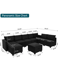 gaomon 137" Modular Sectional Sleeper Sofa Bed, 9-Seat U/V-Shape Modular Sleeper Sectional Couches