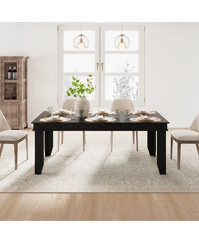 gaomon Long Black Kitchen Tables with Wooden Sturdy Frame, 6 ft Large Rectangular Dinner Table for Living Room, Kitchen, Dining Room