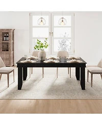 gaomon Long Black Kitchen Tables with Wooden Sturdy Frame, 6 ft Large Rectangular Dinner Table for Living Room, Kitchen, Dining Room