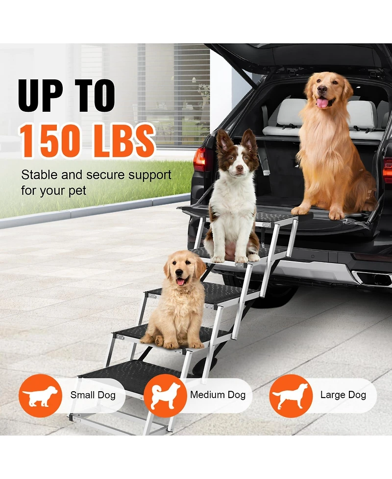 Vevor Dog Stair for Cars -step Folding Dog Steps Aluminum Loads up to 150 lbs