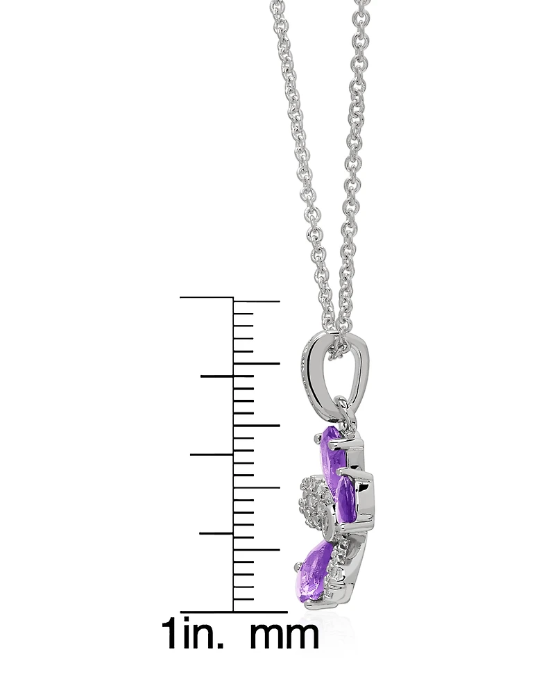 Macy's Simulated Cubic Zirconia Flower Pendant Necklace with Matching Stud Earrings 2-Piece Set
