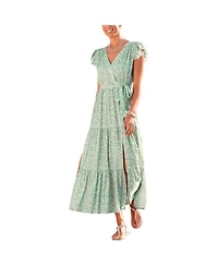 Lascana Women's Flutter Sleeve Maxi Dress