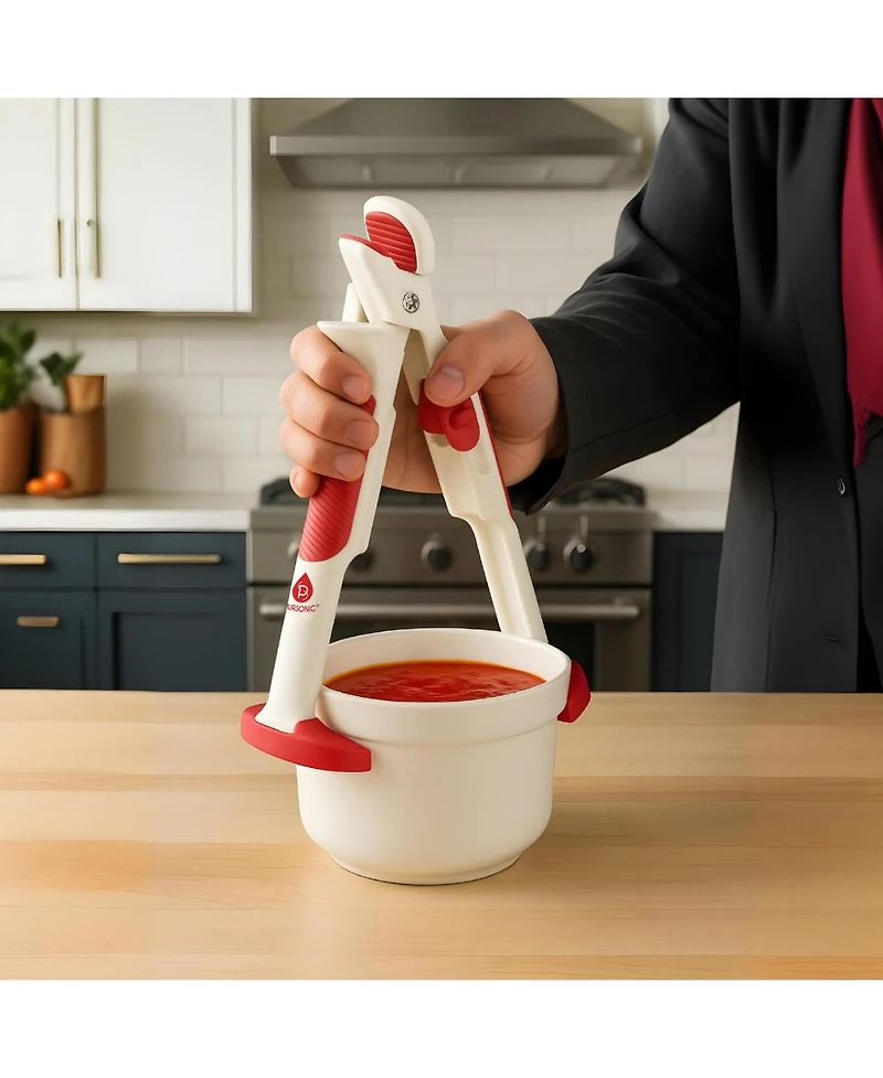 Pursonic Ultimate 4-Pack: Heat-Resistant Kitchen Safety Clips | Dual Silicone Jaws for Non-Slip Grip on Hot Cookware