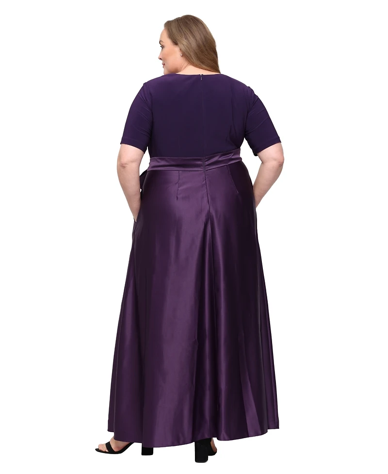 Alex Evenings Plus Matte Jersey V-Neck Ball Gown
