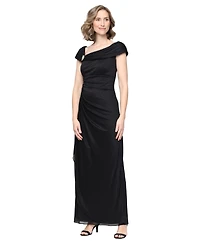 Alex Evenings Petite L-Neck Glitter-Mesh Long Dress