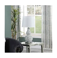 19.5" In Mirror Glass Mosaic Silver Chrome Polyresin Table Lamp