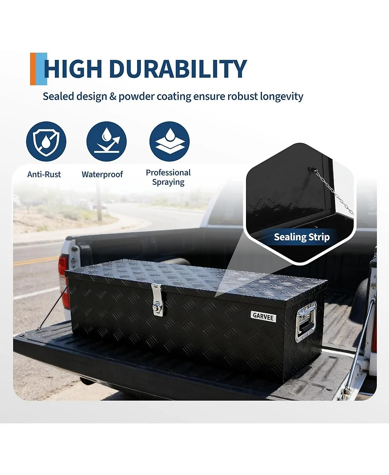 Gaomon 48"x15"x15" Heavy Duty Aluminum Truck Bed Tool Boxes with Sliding Shelf, Outdoor Storage Organizer with Lock and Keys