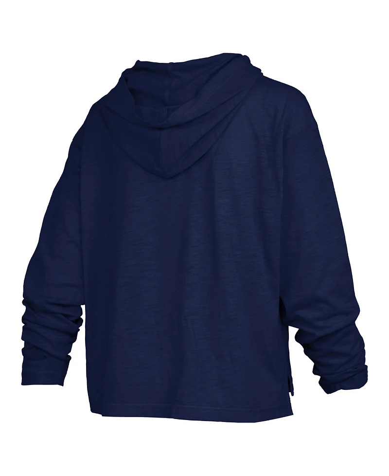 Pressbox Women's Navy West Virginia Mountaineers Castillo Slub Waist Length Long Sleeve Hoodie