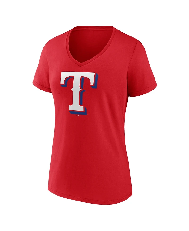 Logo Athletic Women's Red Texas Rangers V-Neck T-Shirt