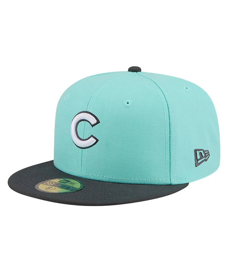 New Era Men's Turquoise/Charcoal Chicago Cubs Two-Tone Color Pack 59FIFTY Fitted Hat