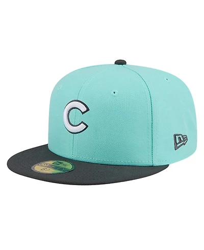 New Era Men's Turquoise/Charcoal Chicago Cubs Two-Tone Color Pack 59FIFTY Fitted Hat