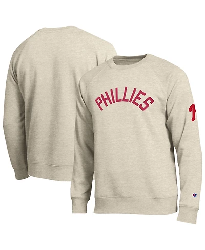 Champion Men's Oatmeal Philadelphia Phillies All-Star Soft Felt Raglan Sweatshirt