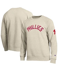 Champion Men's Oatmeal Philadelphia Phillies All-Star Soft Felt Raglan Sweatshirt