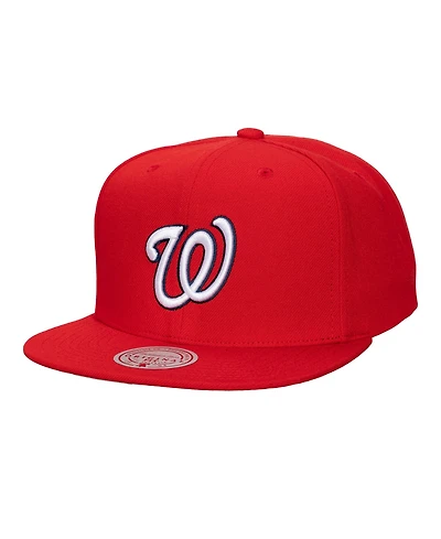 Mitchell & Ness Men's and Women's Red Washington Nationals Side Logo Snapback Hat