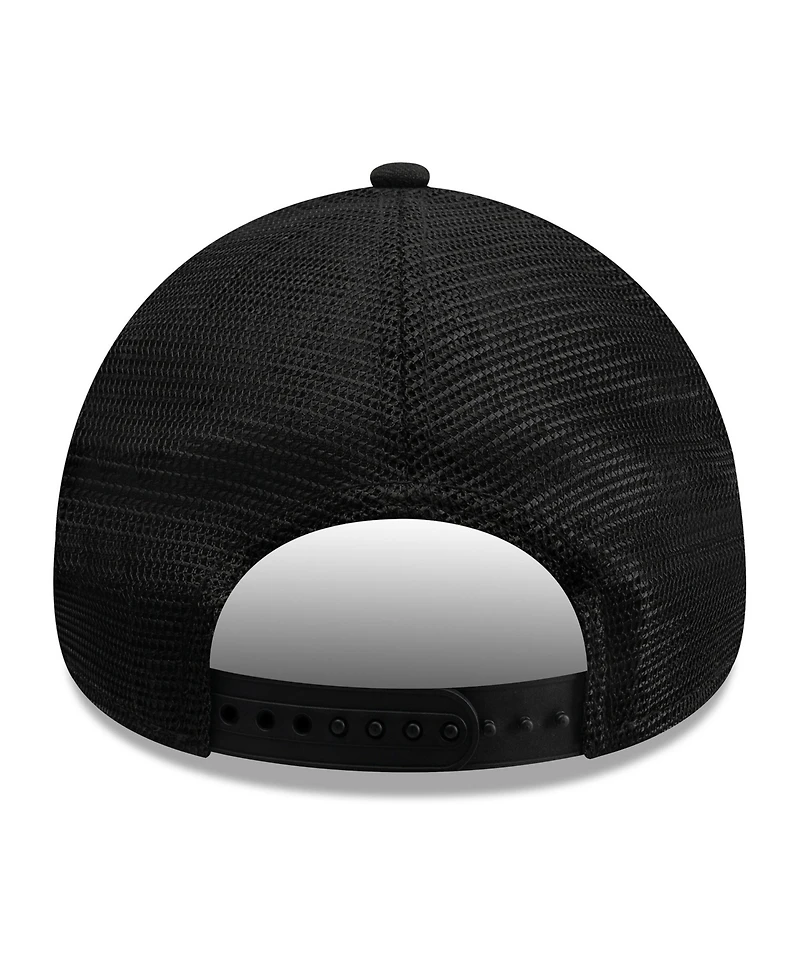 New Era Men's Black Los Angeles Dodgers Side Script 9FORTY A-Frame Trucker Adjustable Hat