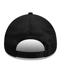 New Era Men's Black Los Angeles Dodgers Side Script 9FORTY A-Frame Trucker Adjustable Hat