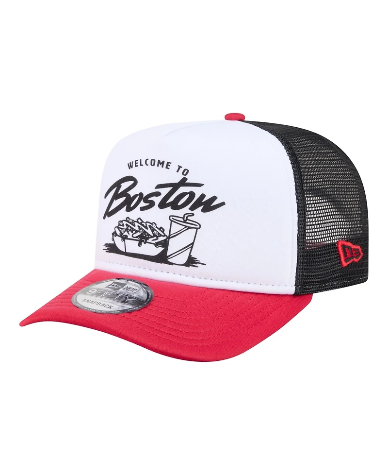 New Era Men's White/Red Boston Red Sox Foodie A-Frame 9FIFTY Trucker Snapback Hat