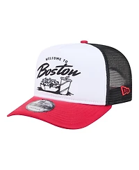 New Era Men's White/Red Boston Red Sox Foodie A-Frame 9FIFTY Trucker Snapback Hat