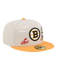 New Era Men's Tan/Gold Boston Bruins Localized City Icon 59FIFTY Fitted Hat