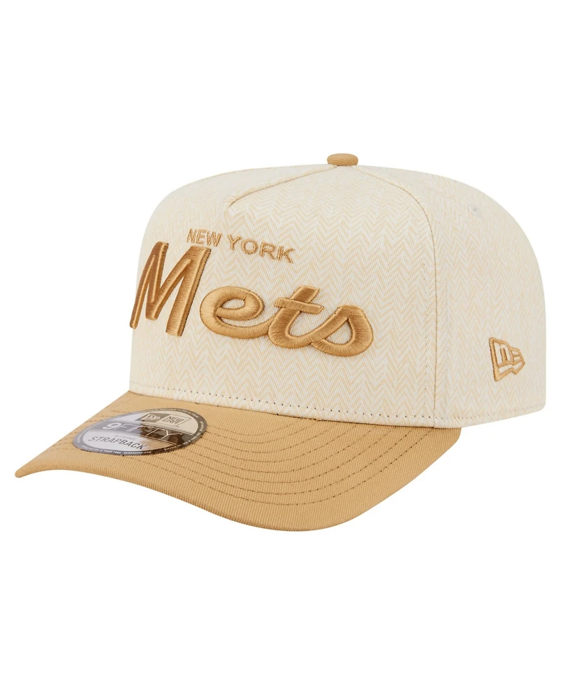 New Era Men's Cream New York Mets Herringbone 9FIFTY A-Frame Snapback Hat