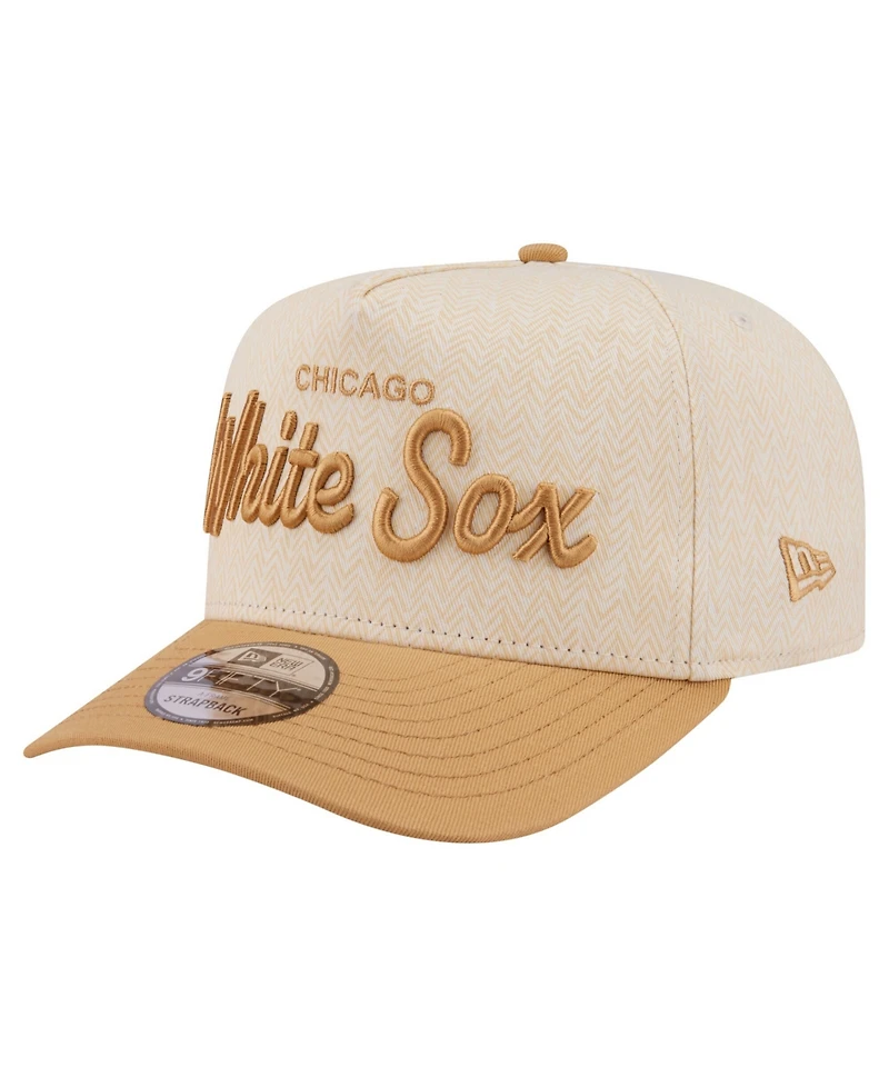 New Era Men's Cream Chicago White Sox Herringbone 9FIFTY A-Frame Snapback Hat