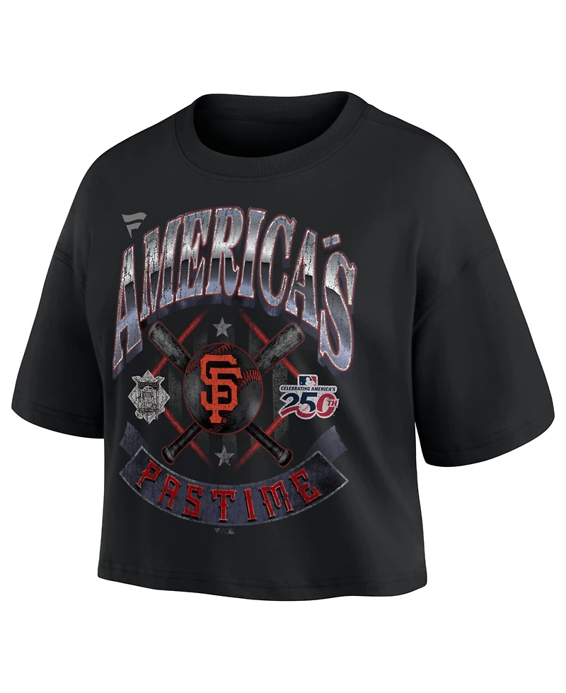 Fanatics Women's Black San Francisco Giants Americana Crop T-Shirt