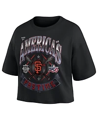 Fanatics Women's Black San Francisco Giants Americana Crop T-Shirt