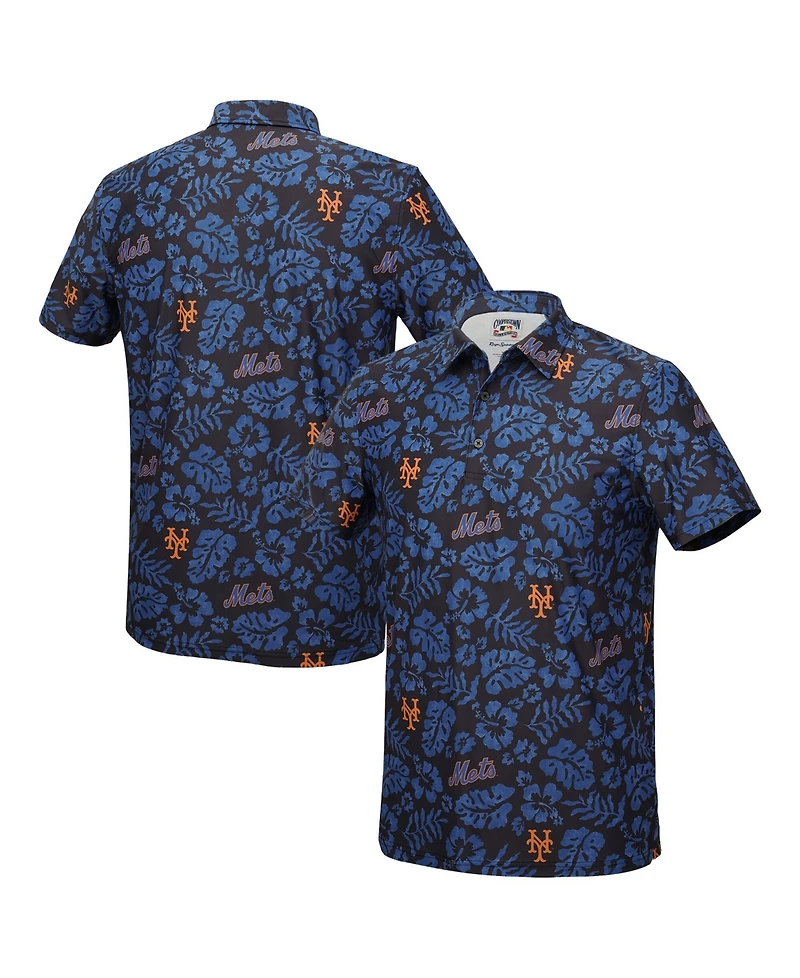 Reyn Spooner Men's Black New York Mets Cooperstown Pua Performance Polo Shirt