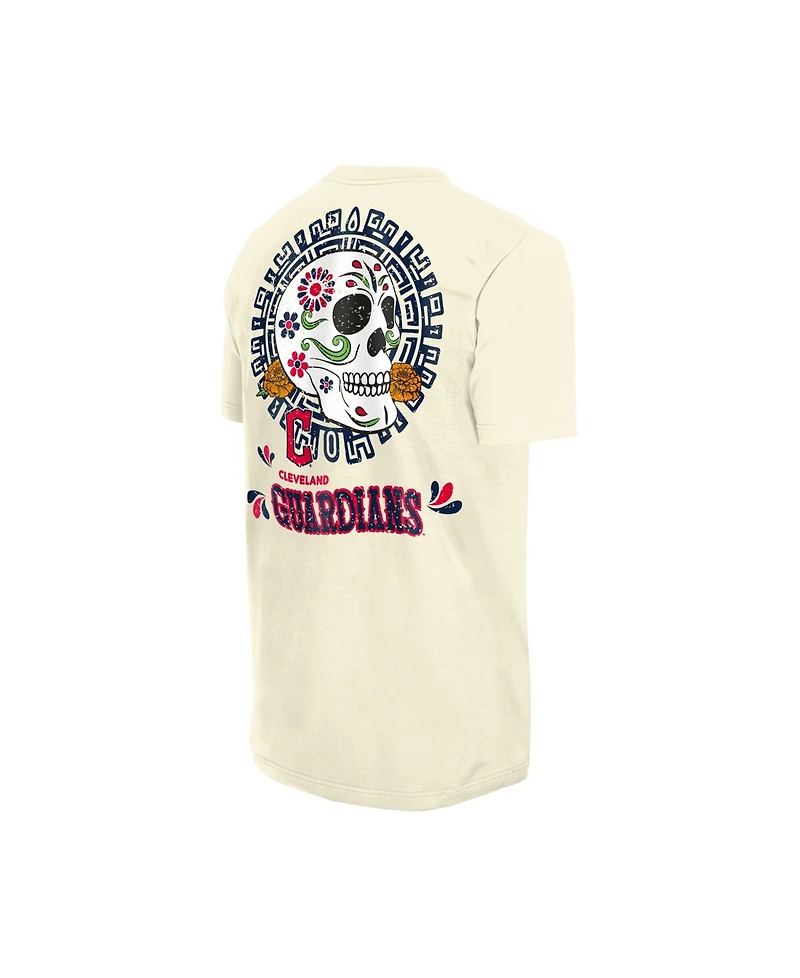 New Era Men's Natural Cleveland Guardians Dia de los Muertos Sugar Skull T-Shirt