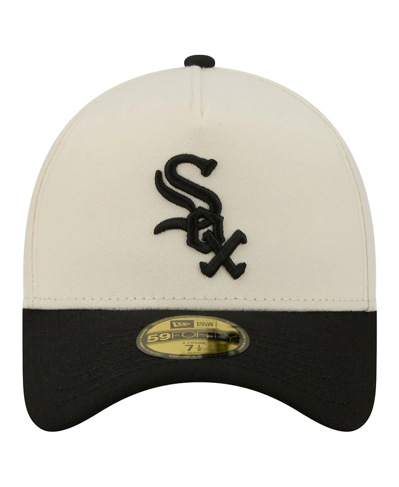 New Era Men's Cream Chicago White Sox Chrome A-Frame 59FORTY Fitted Hat