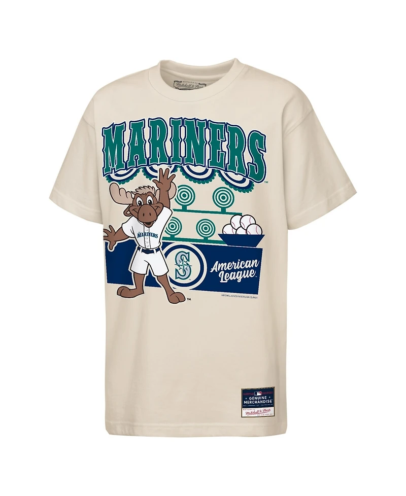 Mitchell & Ness Big Boys and Girls Cream Seattle Mariners Step Back Up Mascot T-Shirt