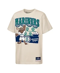 Mitchell & Ness Big Boys and Girls Cream Seattle Mariners Step Back Up Mascot T-Shirt