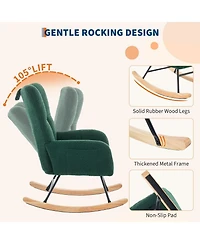 gaomon Compact Nursery Rocking Chair with High Back and Pillow, Wood and Steel Frame