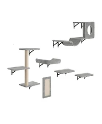 Vevor Wall Mounted Cat Shelves Tree with Jump Boards Hammock Sofa Grip Set of 6