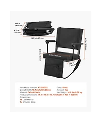 Yiortwo 2-Piece Stadium Seat with Back Support, Armrests, Cushion and Shoulder Strap