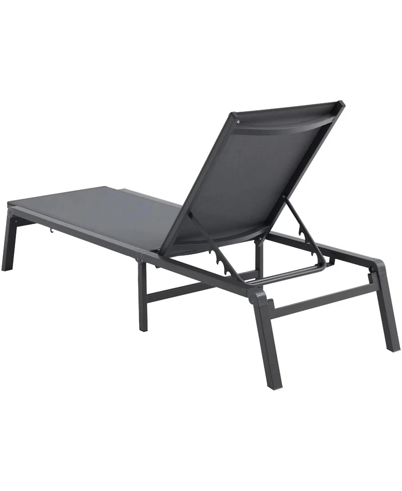 Yiortwo Outdoor Patio Chaise Lounge Chair, 5 Position Adjustable Reclining Lounger