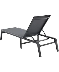 Yiortwo Outdoor Patio Chaise Lounge Chair, 5 Position Adjustable Reclining Lounger