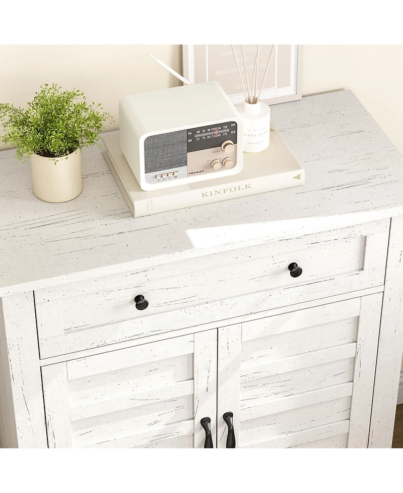 homfan Farmhouse Sideboard Buffet Cabinet with Storage, Drawer and Doors, Coffee Bar Table for Kitchen, Dining Room