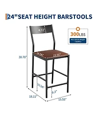 gaomon Modern Counter Height Bar Stools Set of 4, Pu Leather Kitchen Stools with Backrest and Footrest, 24 Inch & 26 Inch