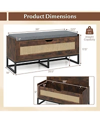 Slickblue Shoe Storage Chest with Flip-Top Seat and Wicker Style Space