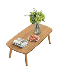 gaomon Wooden Folding Coffee Table with Legs No Assembly, Small Spaces Tatami Foldable Table, Large Floor Desk