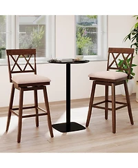 Costway 29 Inch Bar Stool Wooden Chair with Contoured Backrest Swivel Padded Seat for Kitchen