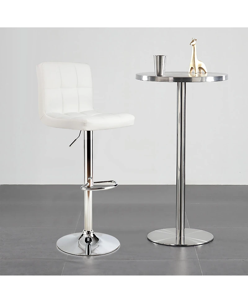 Costway Adjustable Armless Bar Stool Swivel Kitchen Counter Bar Chair Pu Leather Mid Back